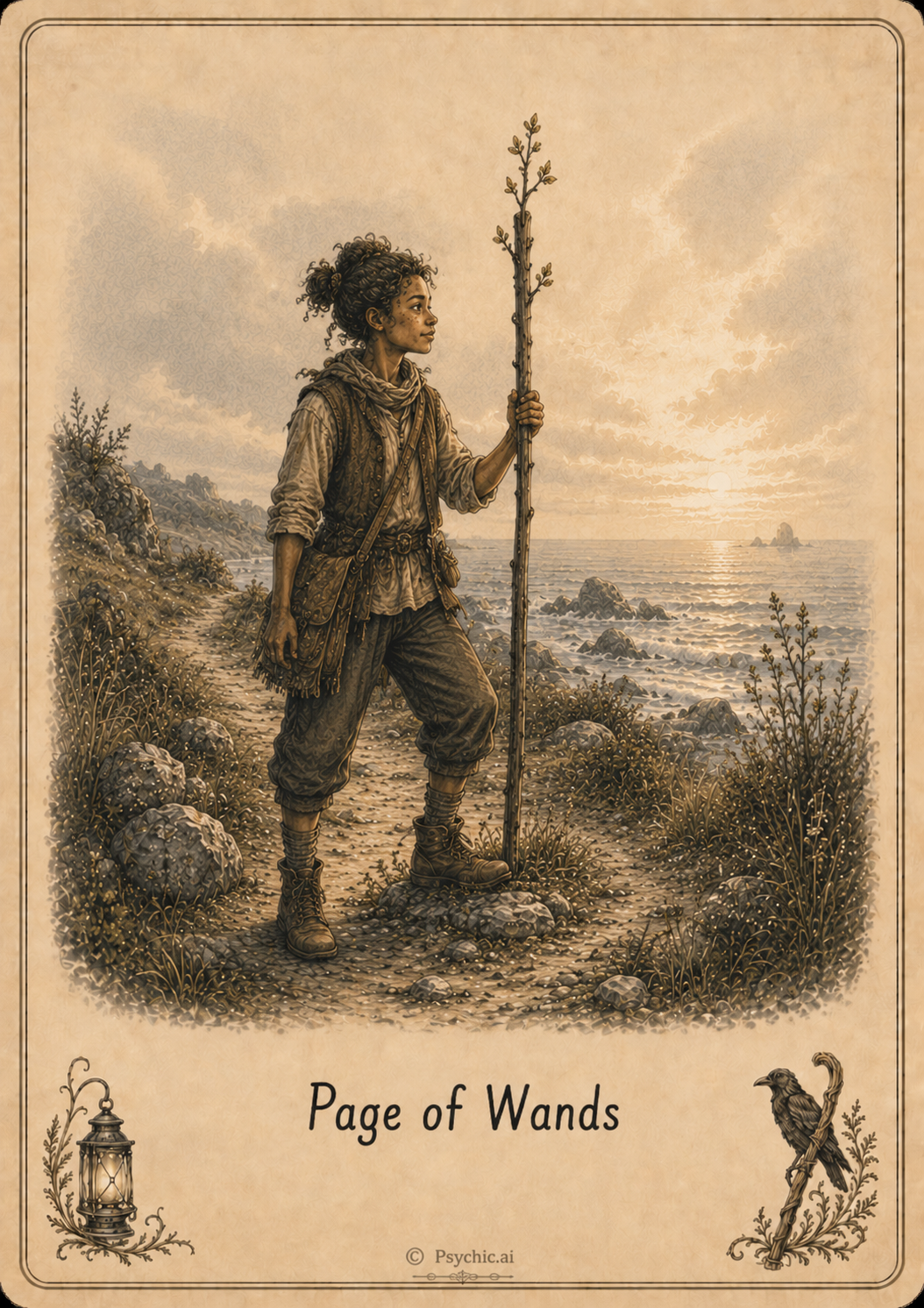 Page of Wands tarot card illustration